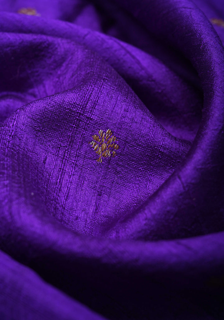 Purple Banarasi Raw Silk Saree with Antique Zari Buttis and Zari Border | SILK MARK CERTIFIED