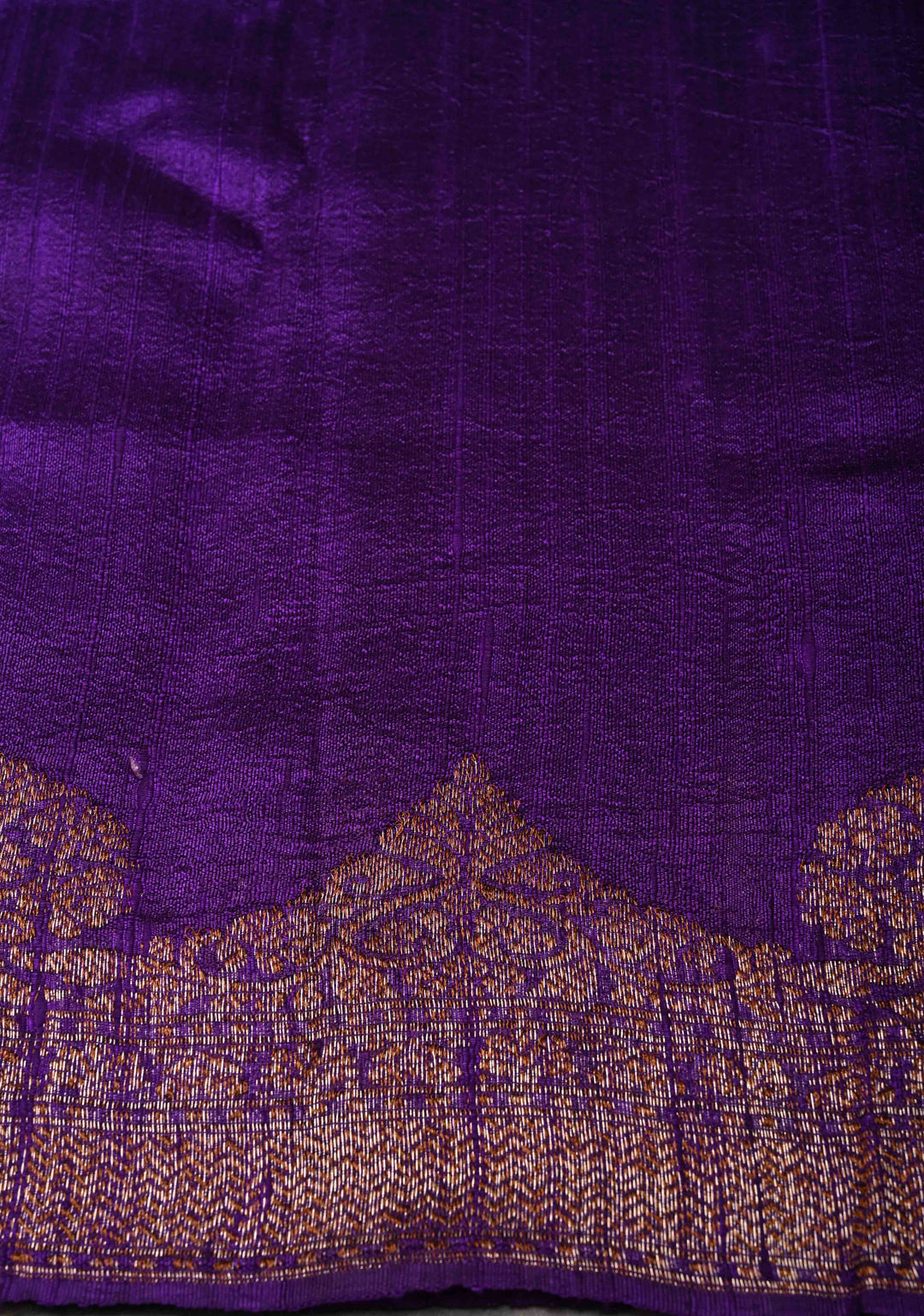 Purple Banarasi Raw Silk Saree with Antique Zari Buttas and Scalloped Border | SILK MARK CERTIFIED