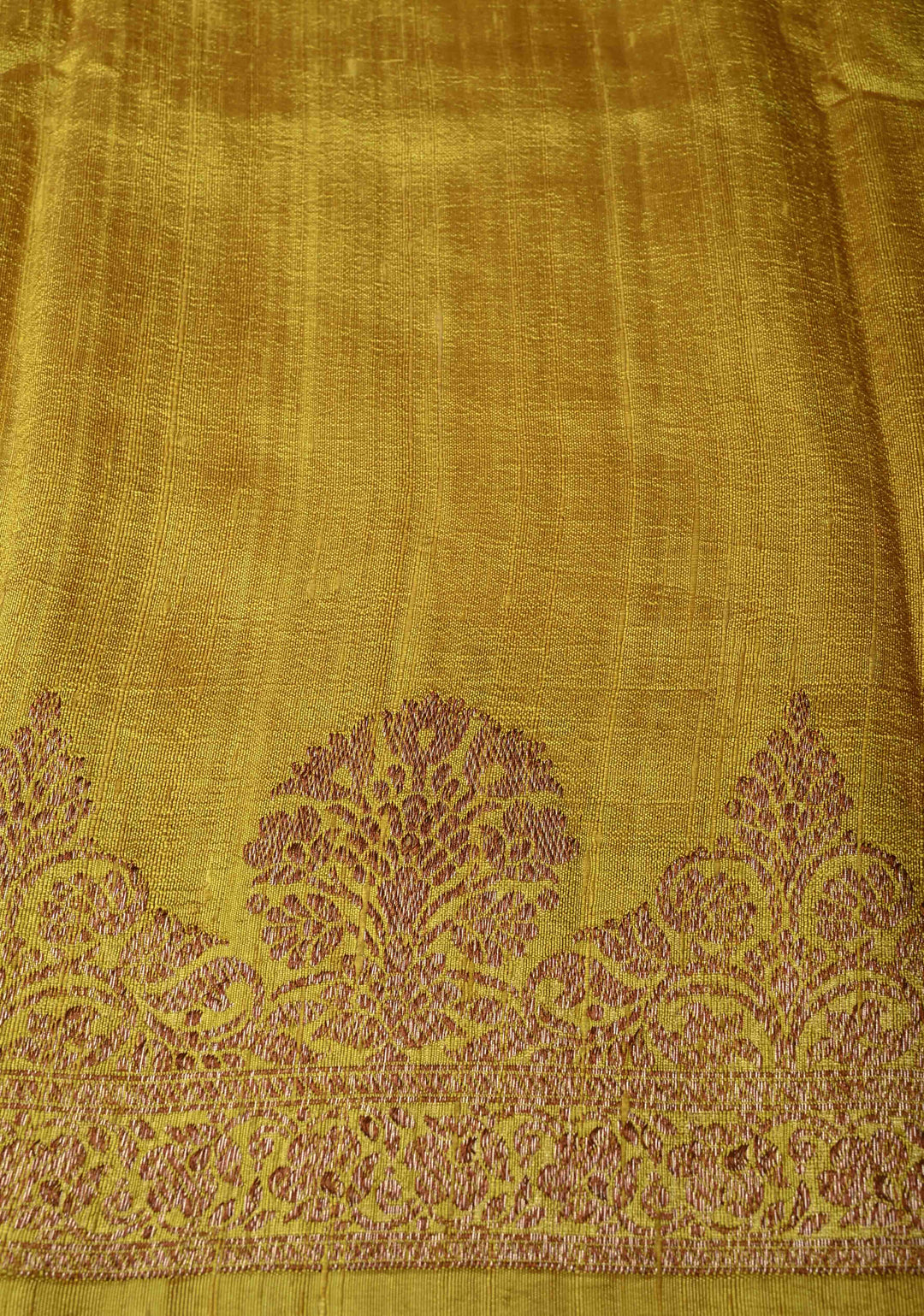 Ombre Yellow Banarasi Raw Silk Saree with Antique Zari Buttis & Zari Border | SILK MARK CERTIFIED