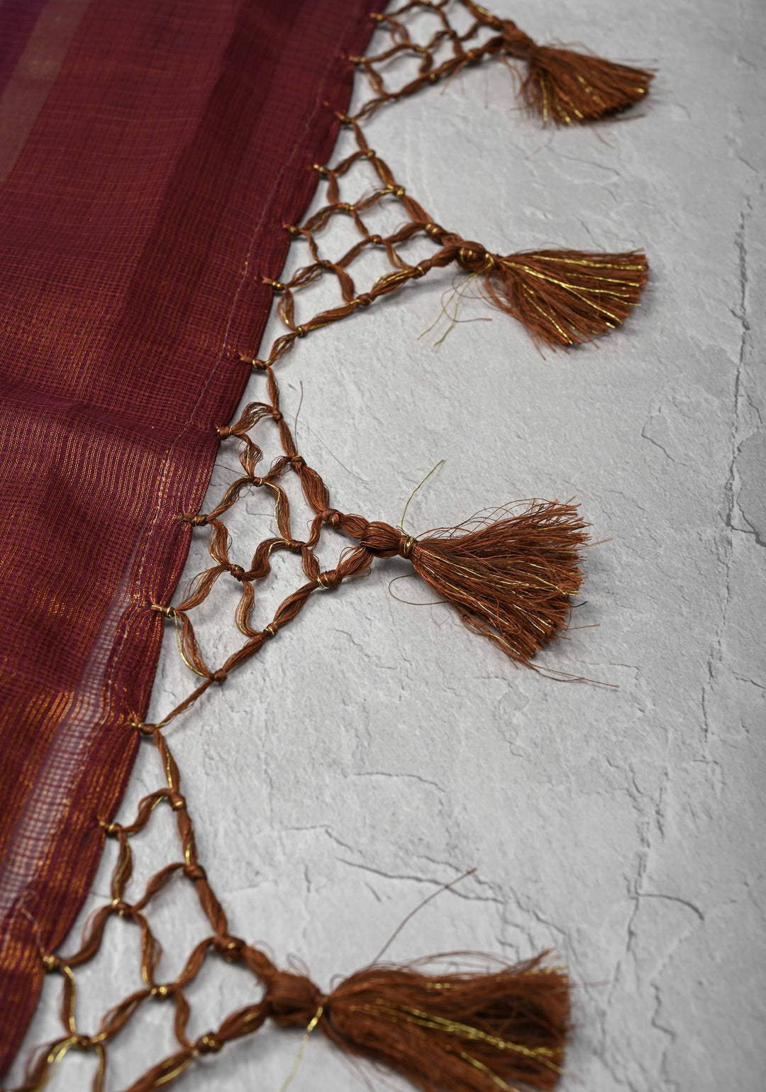 Plum Purple Kota Doria Tissue Cotton Saree with Sona Rupa Zari Border