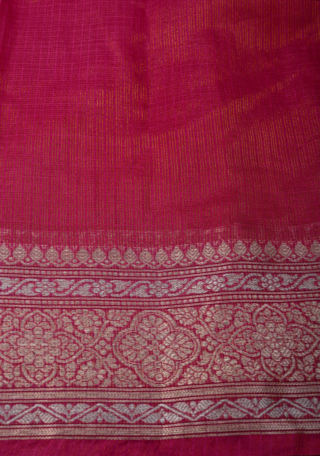 Pink Kota Doria Tissue Cotton Saree with Sona Rupa Zari Border