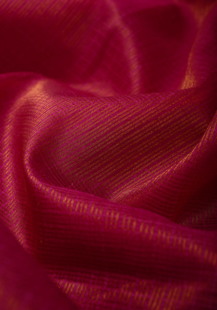 Pink Kota Doria Tissue Cotton Saree with Sona Rupa Zari Border