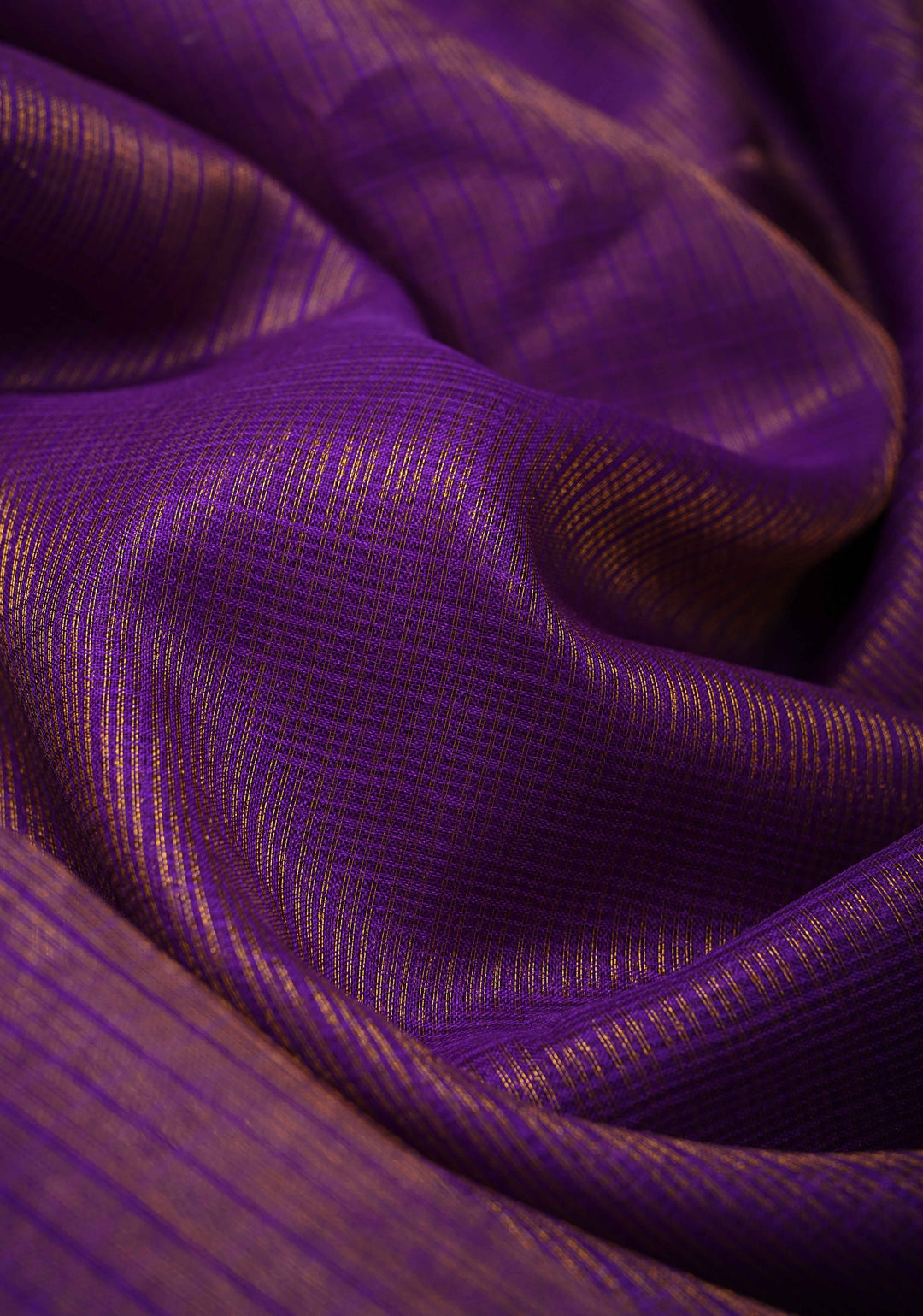 Purple Kota Doria Tissue Cotton Saree with Sona Rupa Zari Border