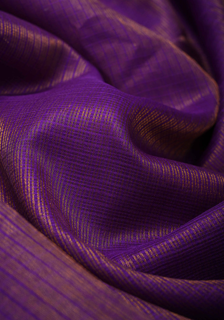 Purple Kota Doria Tissue Cotton Saree with Sona Rupa Zari Border