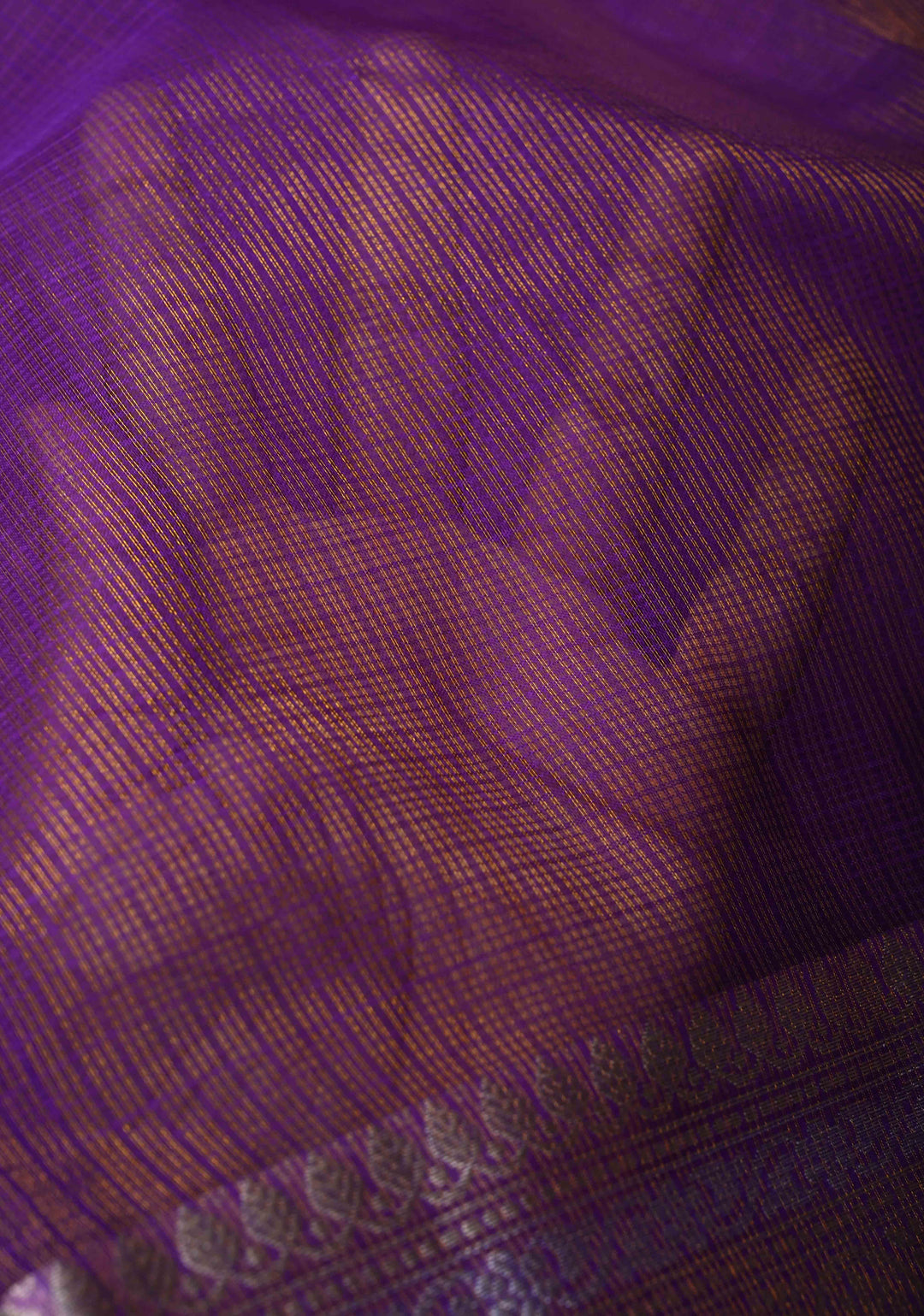 Purple Kota Doria Tissue Cotton Saree with Sona Rupa Zari Border