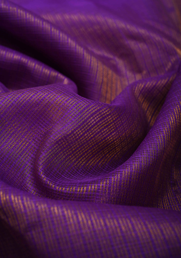 Purple Kota Doria Tissue Cotton Saree with Sona Rupa Zari Border