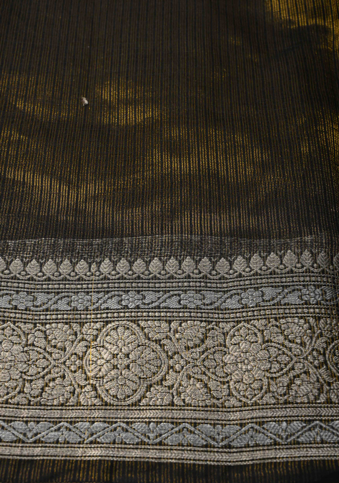 Black Kota Doria Tissue Cotton Saree with Sona Rupa Zari Border