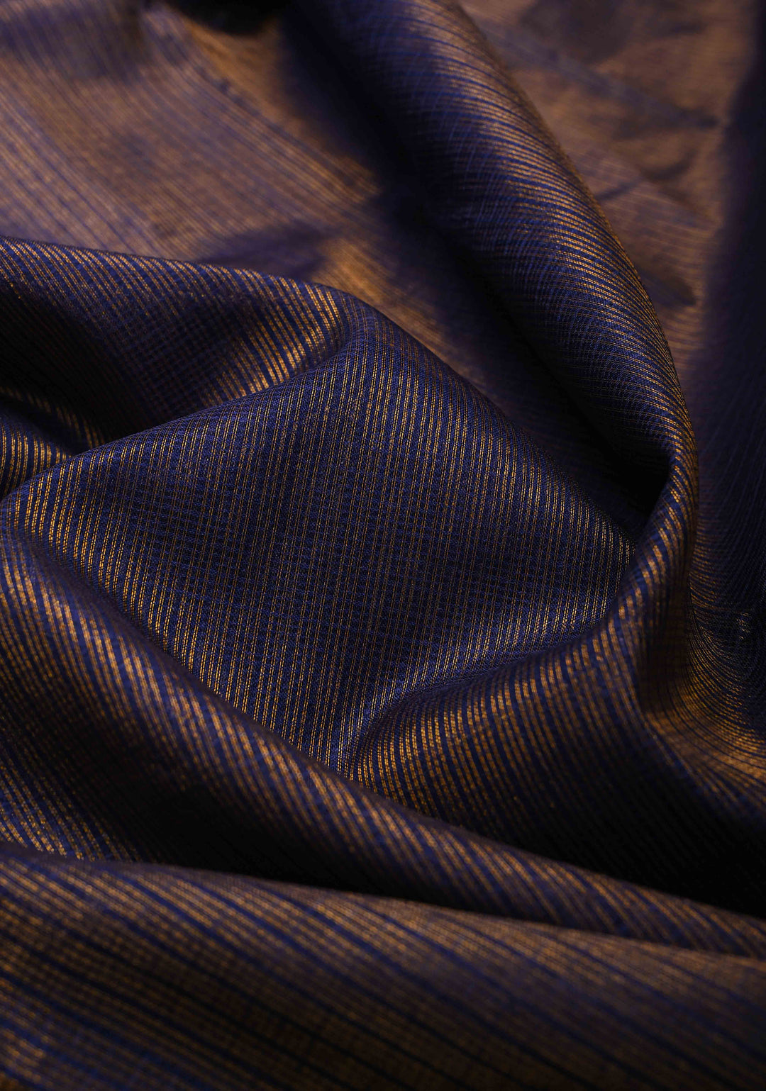 Dark Sapphire Kota Doria Tissue Cotton Saree with Sona Rupa Zari Border