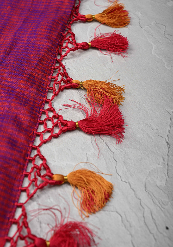 Pure Banarasi Dupion Silk Saree in Orange with Antique Damask Buttas and Zari Border | SILK MARK CERTIFIED