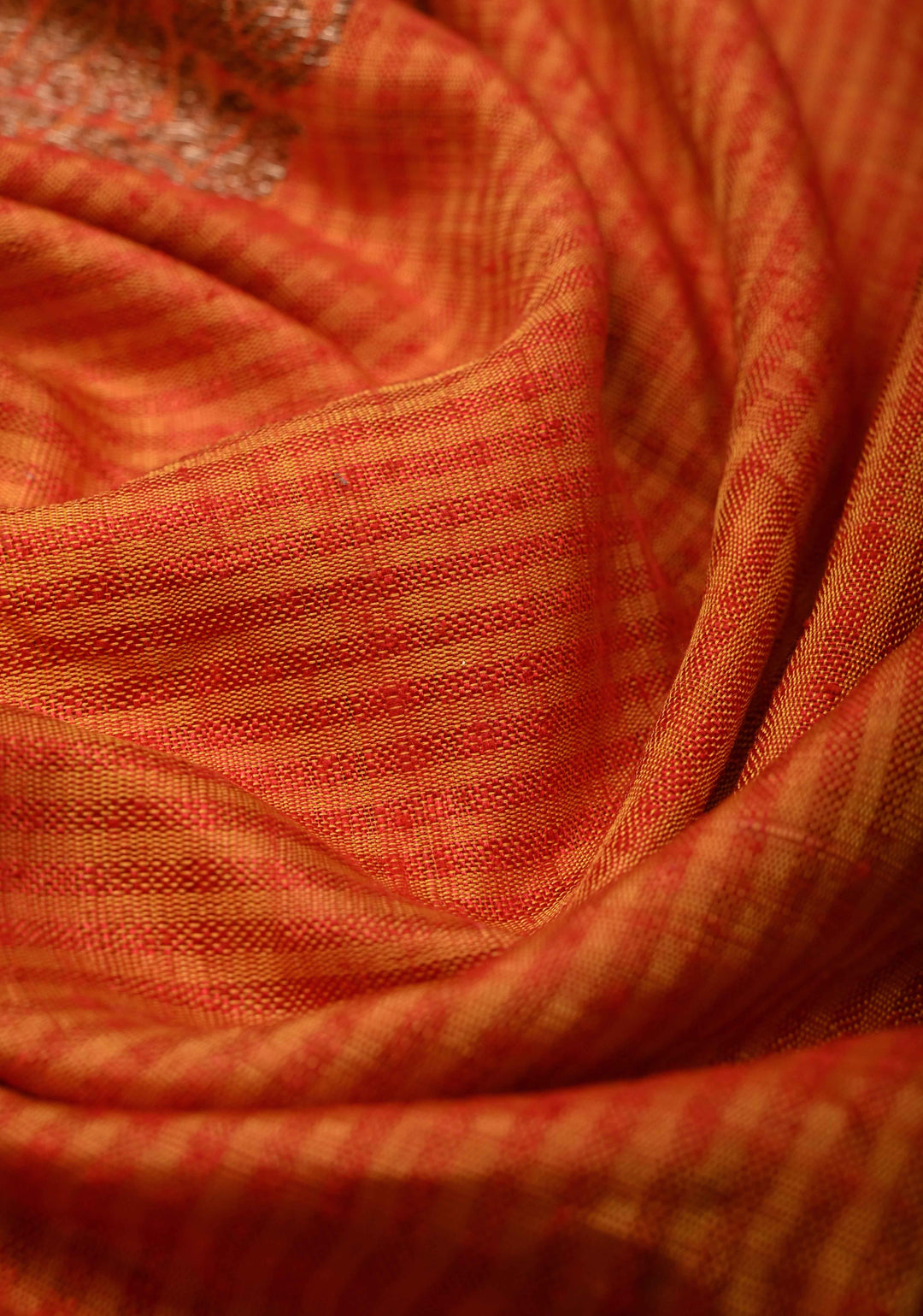Pure Banarasi Dupion Silk Saree in Orange with Antique Damask Buttas and Zari Border | SILK MARK CERTIFIED