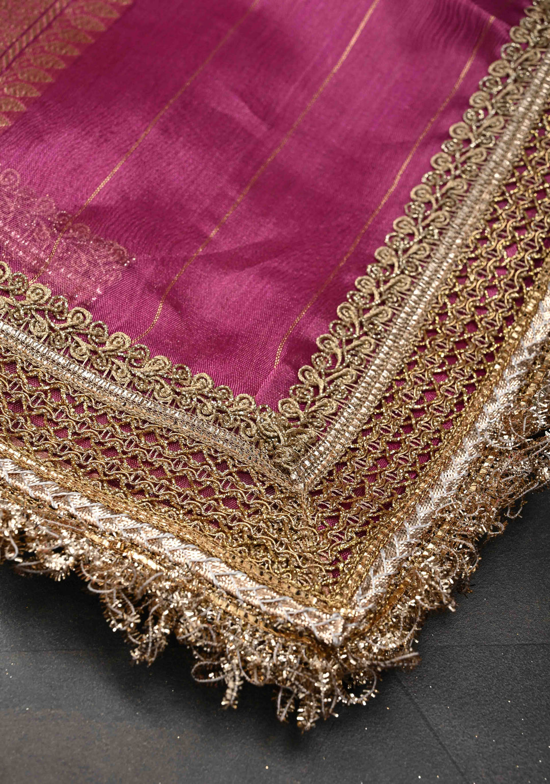 Bashful Pink Organza Tissue Silk Saree with Sona Rupa Zari Buttas and Fancy Lace Trim Border | SILK MARK CERTIFIED