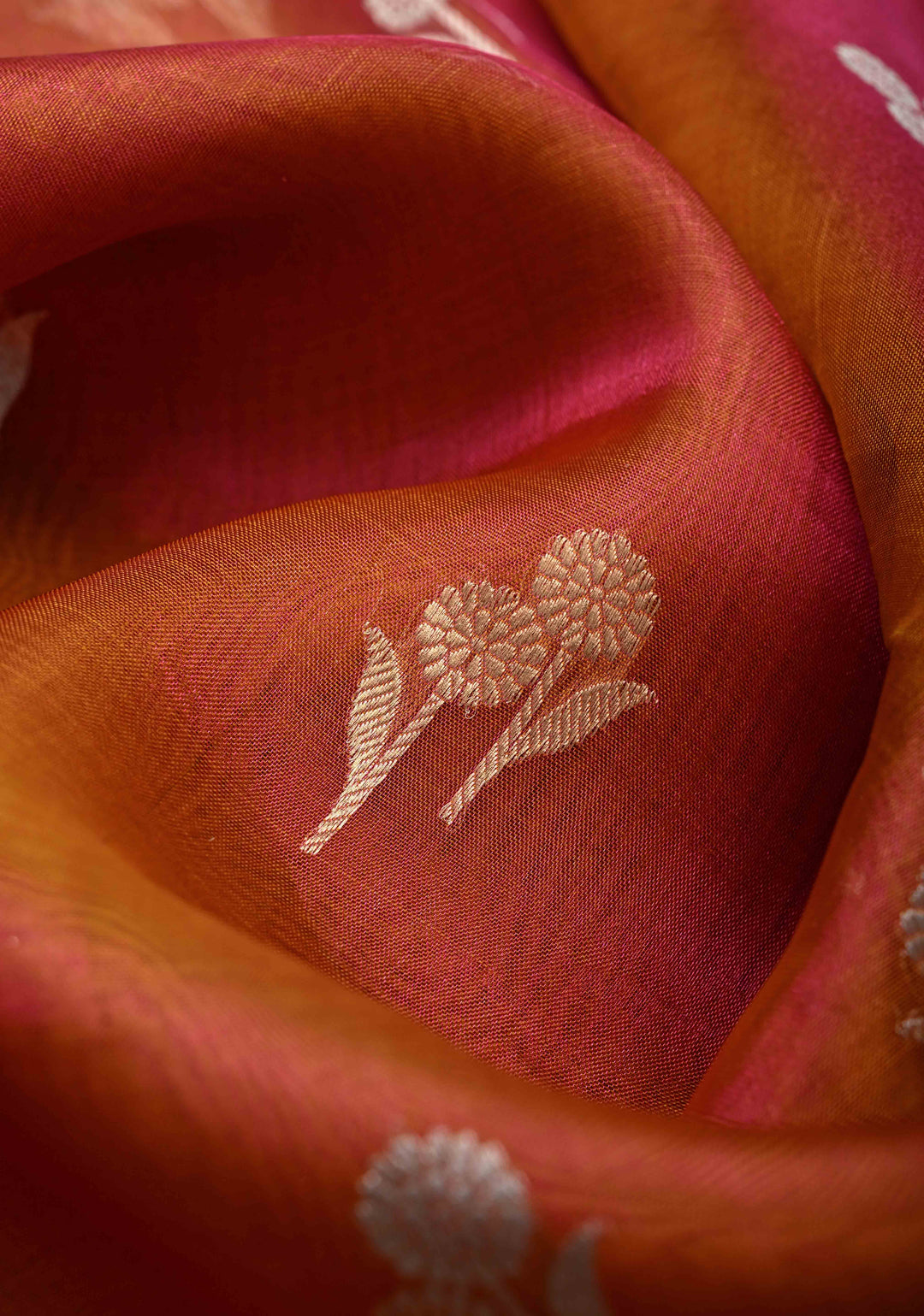 Mustard Dual tone Banarasi Pure Tissue Silk Saree with Sona Rupa Zari Buttas and Fancy Lace Trim Border | SILK MARK CERTIFIED