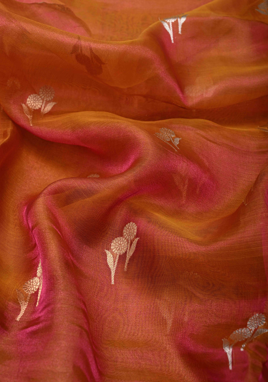 Mustard Dual tone Banarasi Pure Tissue Silk Saree with Sona Rupa Zari Buttas and Fancy Lace Trim Border | SILK MARK CERTIFIED