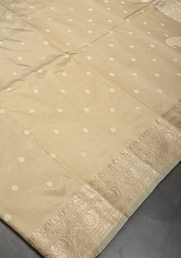Rodeo Dust Pure Banarasi Katan Silk Saree with Floral Buttis and Zari Border | SILK MARK CERTIFIED