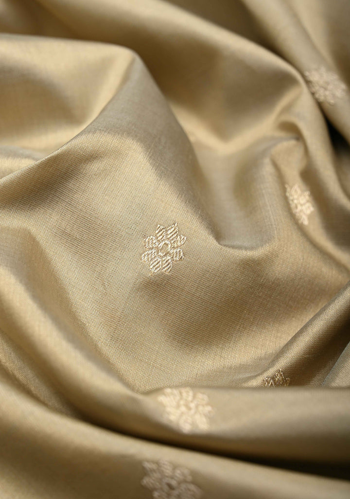 Rodeo Dust Pure Banarasi Katan Silk Saree with Floral Buttis and Zari Border | SILK MARK CERTIFIED