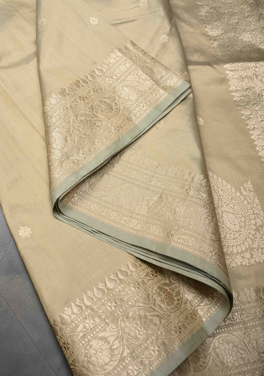 Rodeo Dust Pure Banarasi Katan Silk Saree with Floral Buttis and Zari Border | SILK MARK CERTIFIED
