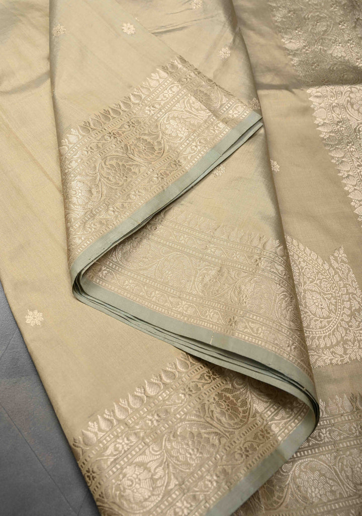 Rodeo Dust Pure Banarasi Katan Silk Saree with Floral Buttis and Zari Border | SILK MARK CERTIFIED