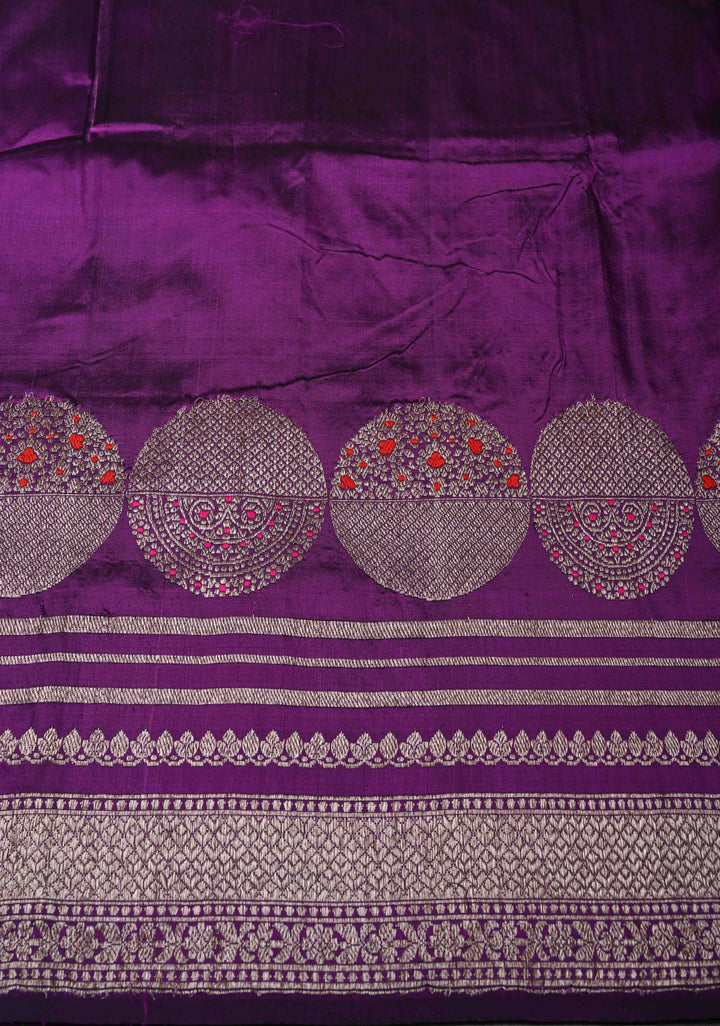 Eminence Banarasi Pure Katan Silk Saree with Big Meenakari Zari Buttas and Zari Skirt Border | SILK MARK CERTIFIED