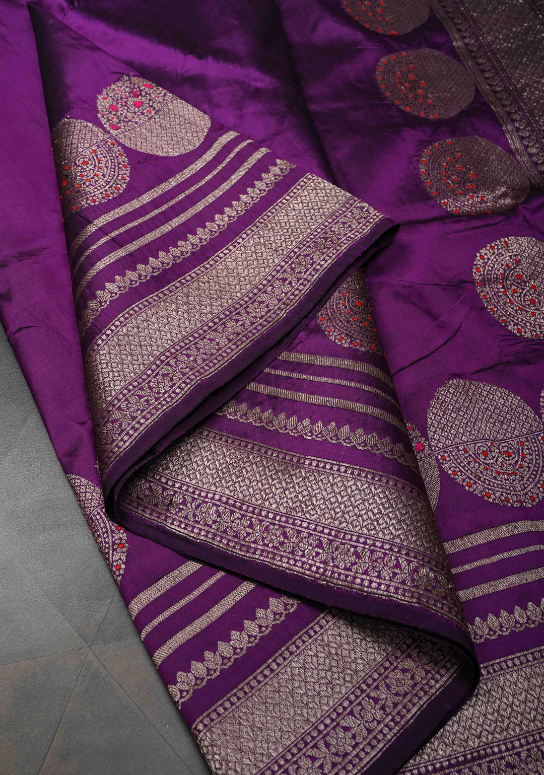 Eminence Banarasi Pure Katan Silk Saree with Big Meenakari Zari Buttas and Zari Skirt Border | SILK MARK CERTIFIED