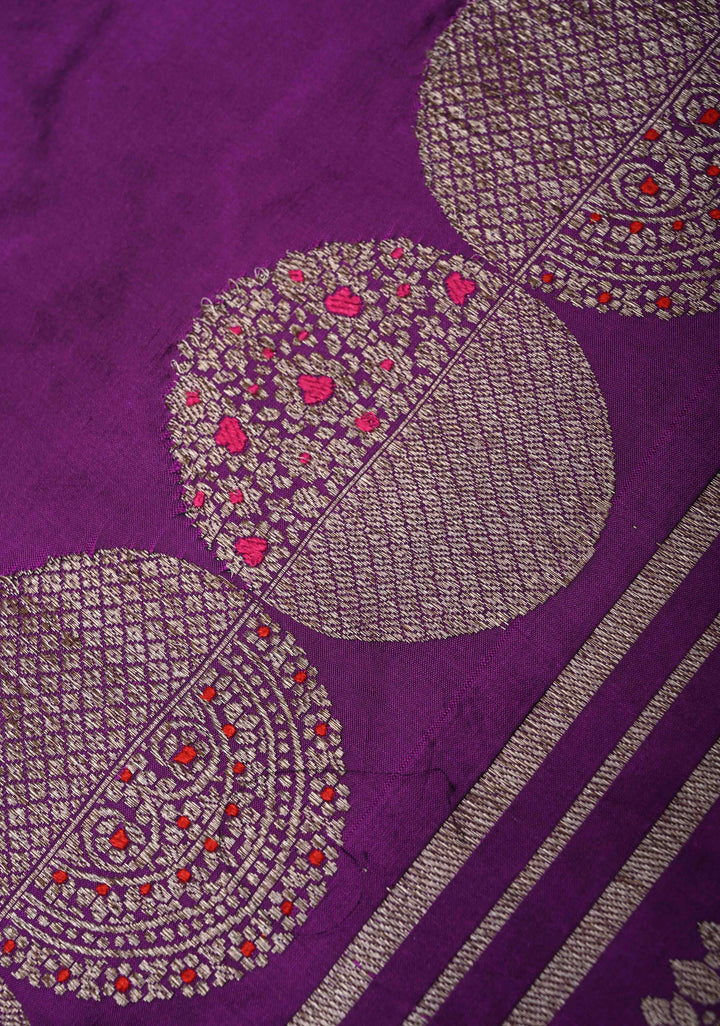 Eminence Banarasi Pure Katan Silk Saree with Big Meenakari Zari Buttas and Zari Skirt Border | SILK MARK CERTIFIED