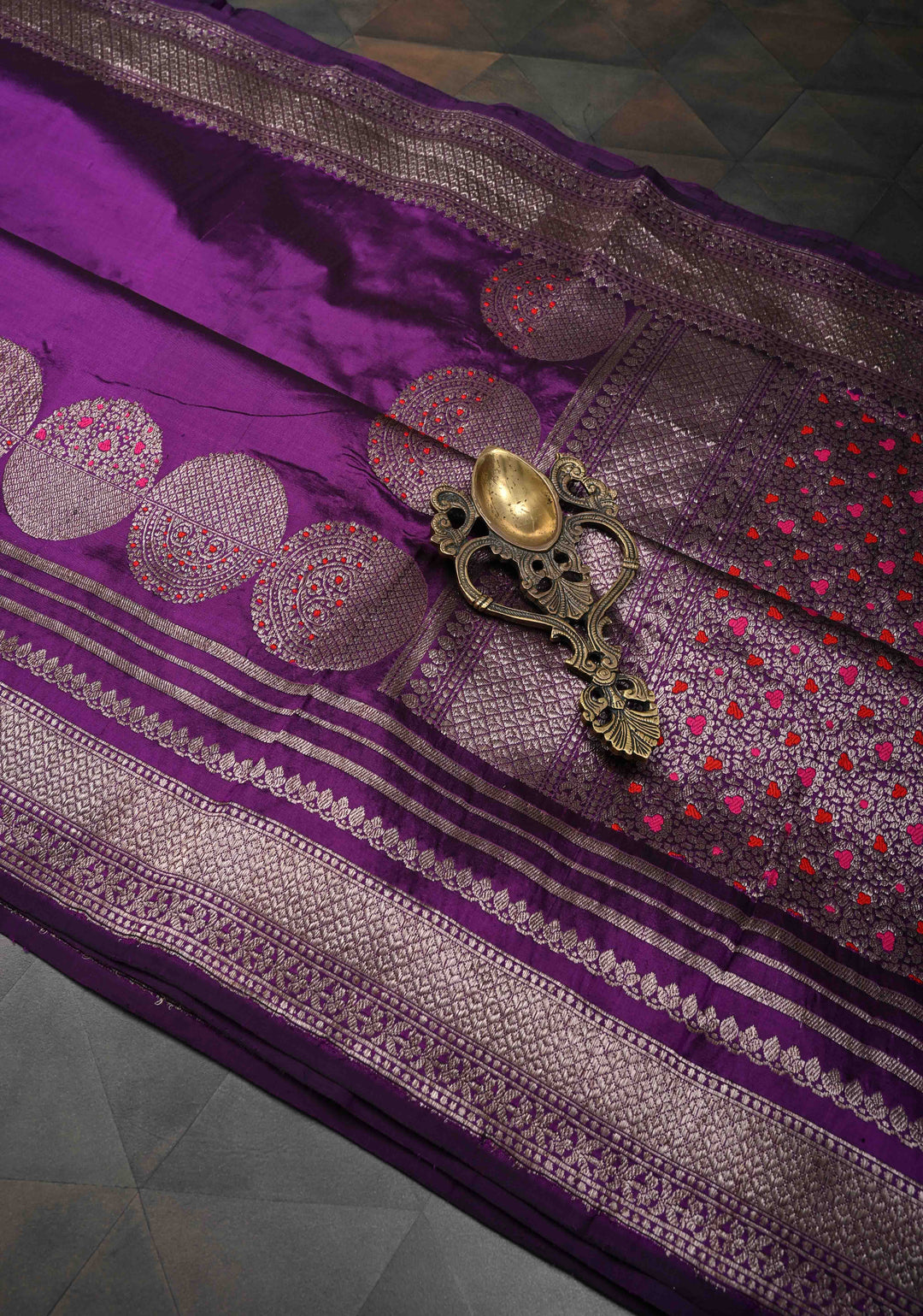 Eminence Banarasi Pure Katan Silk Saree with Big Meenakari Zari Buttas and Zari Skirt Border | SILK MARK CERTIFIED