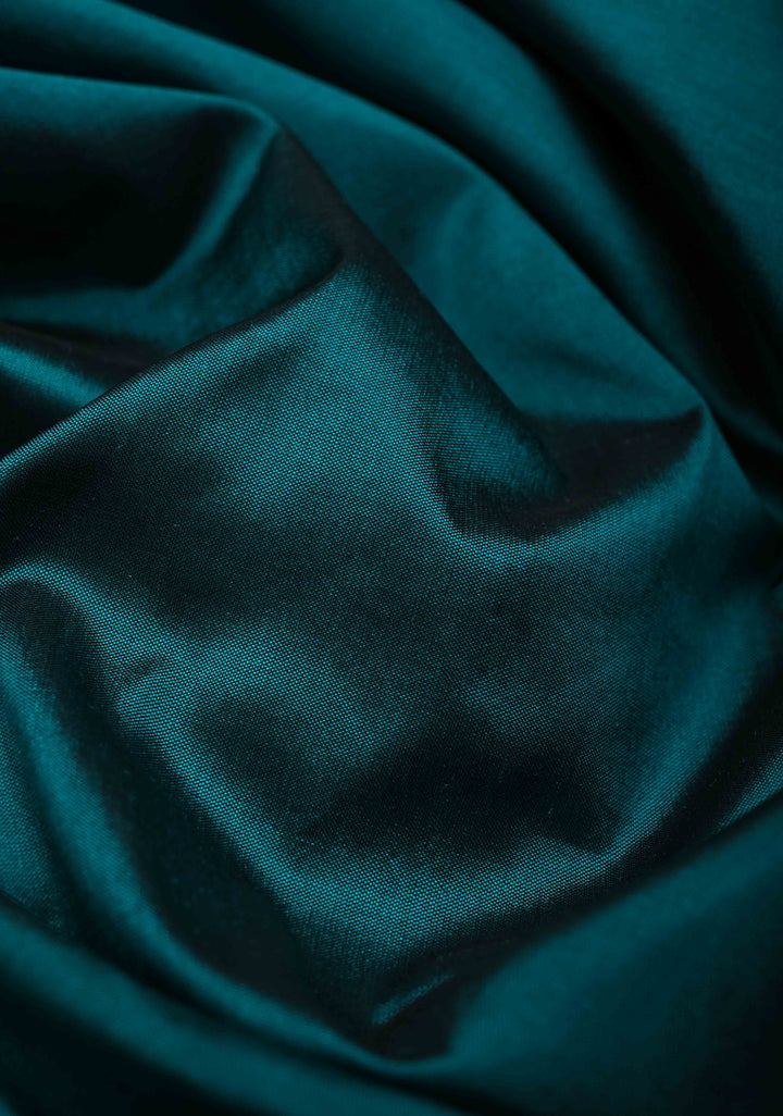 Dark Aqua Banarasi Pure Katan Silk Saree with Big Meenakari Zari Buttas and Zari Skirt Border | SILK MARK CERTIFIED