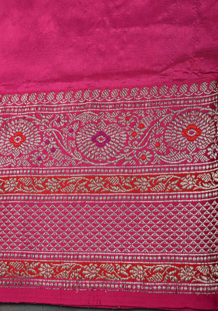 Purple Banarasi Pure Katan Silk Saree with Meenakari  Vertical Zari Stripes, Border and Pallu | SILK MARK CERTIFIED