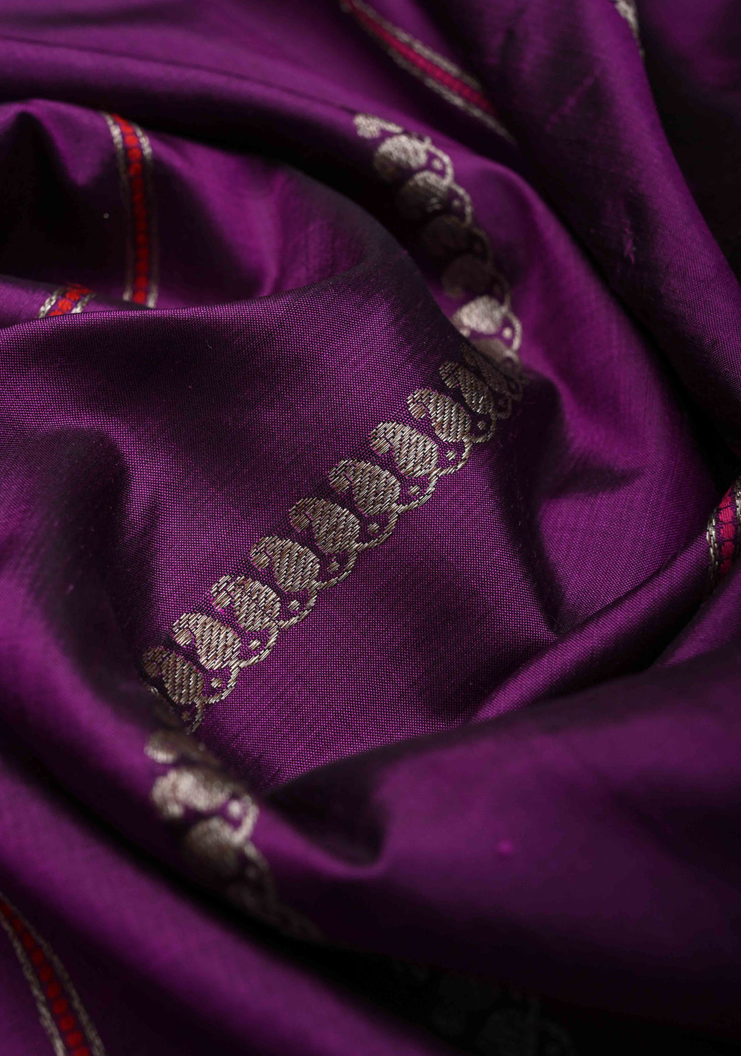 Purple Banarasi Pure Katan Silk Saree with Meenakari  Vertical Zari Stripes, Border and Pallu | SILK MARK CERTIFIED