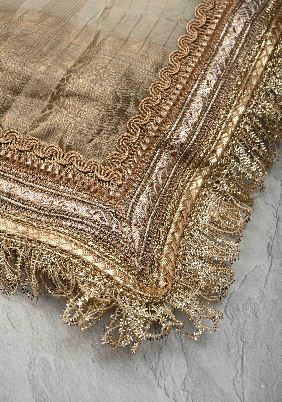 Cream Pure Organza Silk Saree with Floral Digital Print and Lace Trim Border | SILK MARK CERTIFIED
