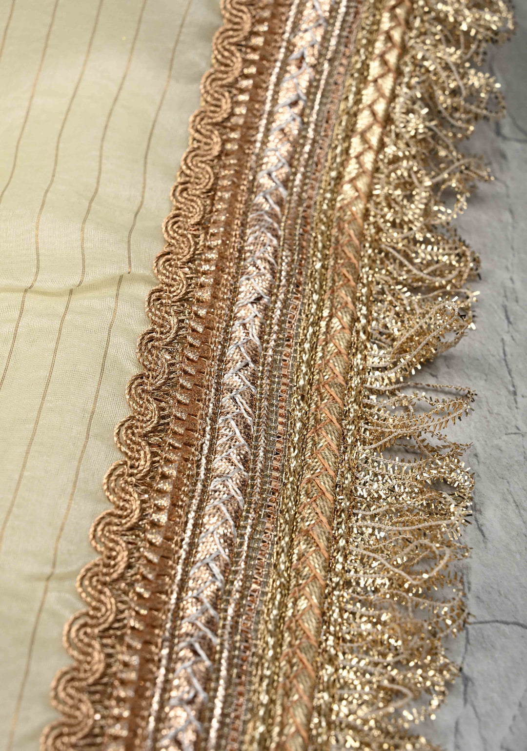 Cream Pure Organza Silk Saree with Floral Digital Print and Lace Trim Border | SILK MARK CERTIFIED