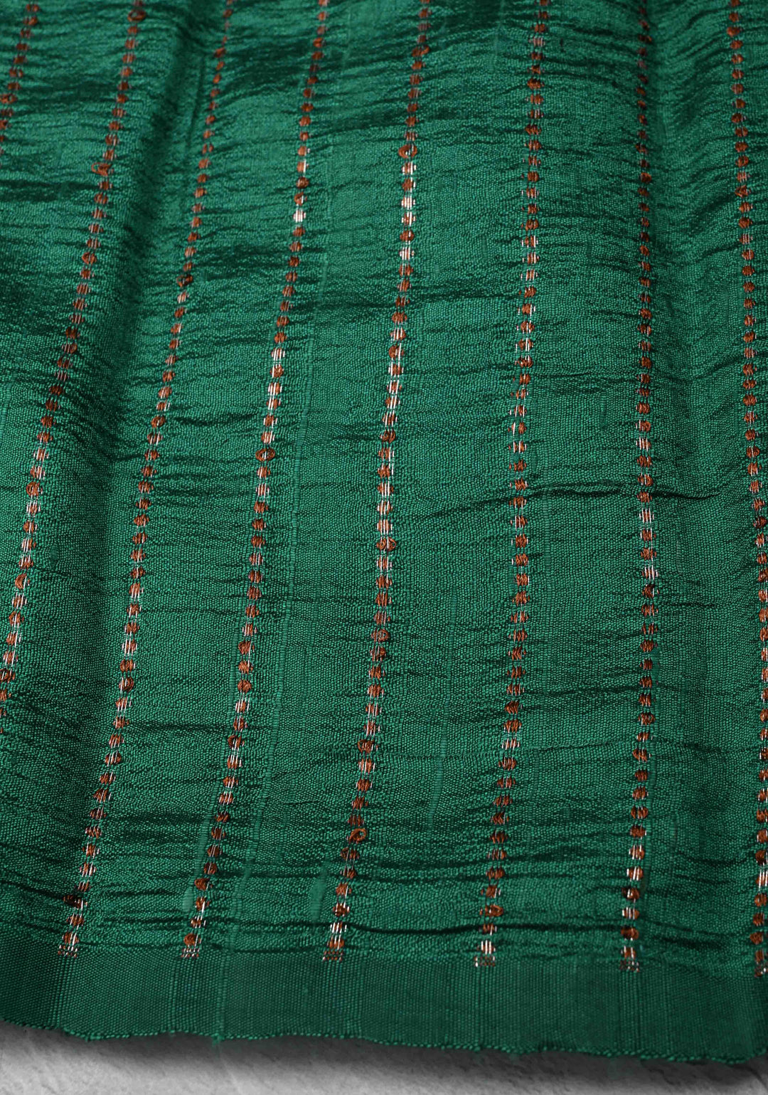 Teal Green Borderless Banarasi Raw Silk Saree with Meenakari Damask motifs | SILK MARK CERTIFIED