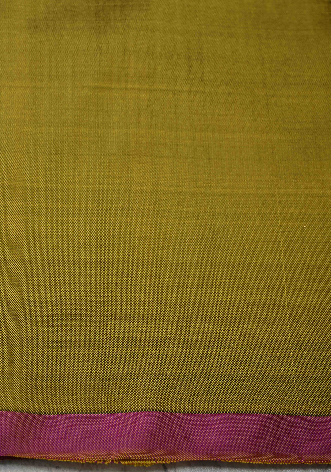 Olive Green Pure Banarasi Katan Silk Saree with Sona Rupa Vertical Stripes and Buttas | Silk Mark Certified