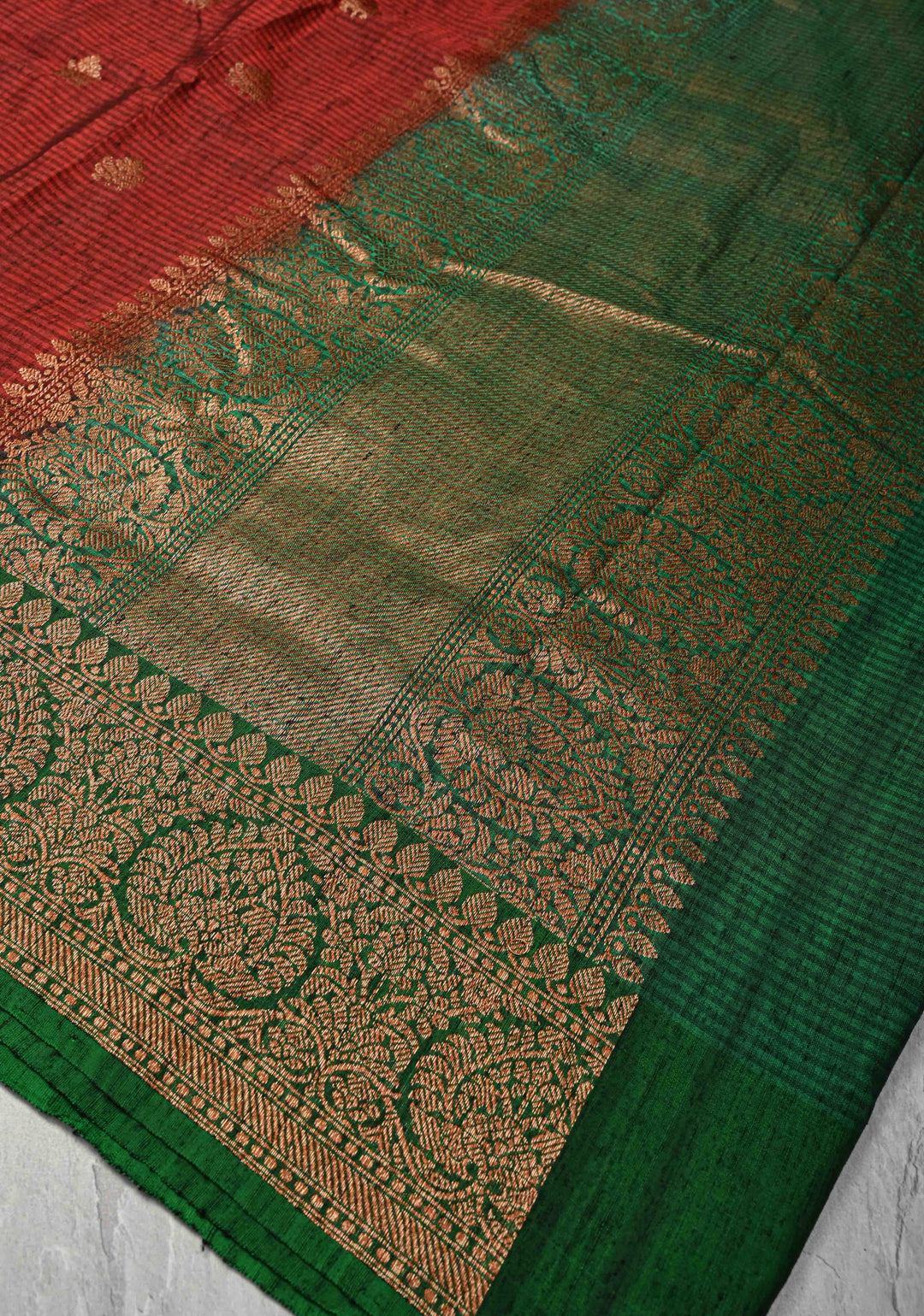 Pure Banarasi Dupion Silk Saree in Maroon with Antique Zari Butta And Zari Border | SILK MARK CERTIFIED