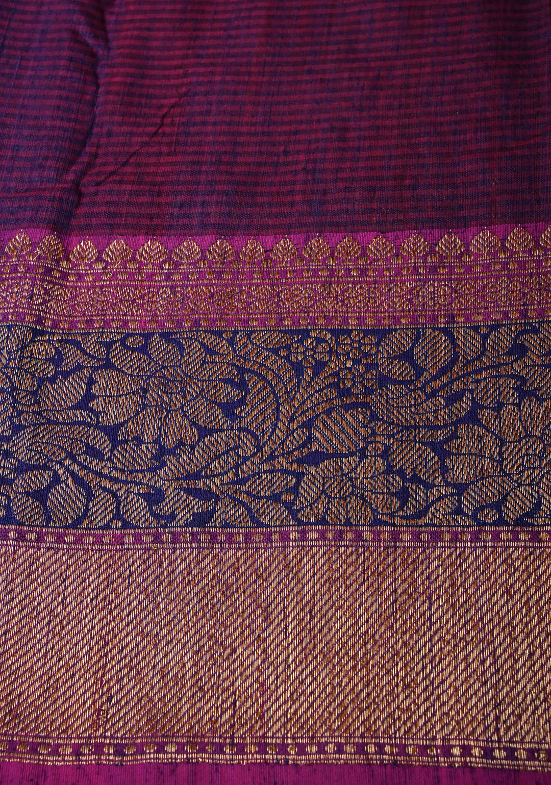 Pure Banarasi Dupion Silk Saree in Midnight with Antique Oxidized Zari Buttas and Zari Border | SILK MARK CERTIFIED
