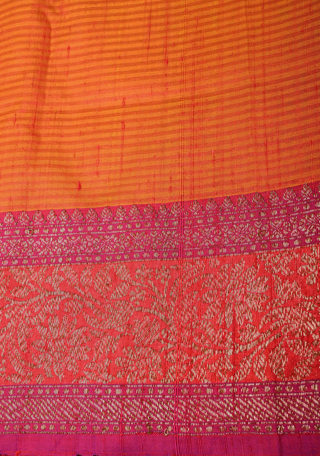 Pure Banarasi Dupion Silk Saree in Mustard Pink with Antique Zari Buttas and Border | SILK MARK CERTIFIED