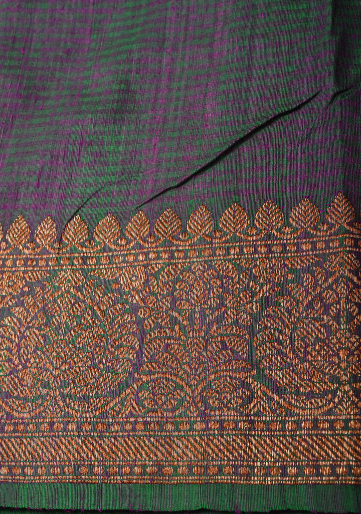 Pure Banarasi Dupion Silk Saree in Magenta with Antique Zari Buttas and Zari Border | SILK MARK CERTIFIED