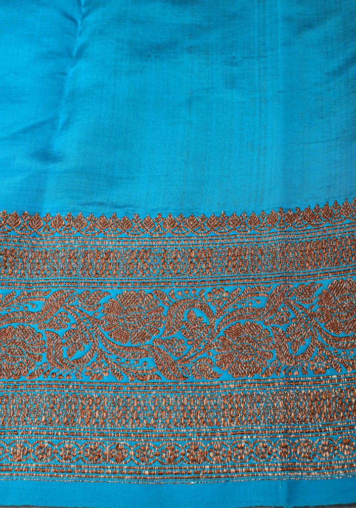 Dusty Rose Pink Banarasi Tussar Silk Saree with Antique Zari Butta and Contrast Border | SILK MARK CERTIFIED