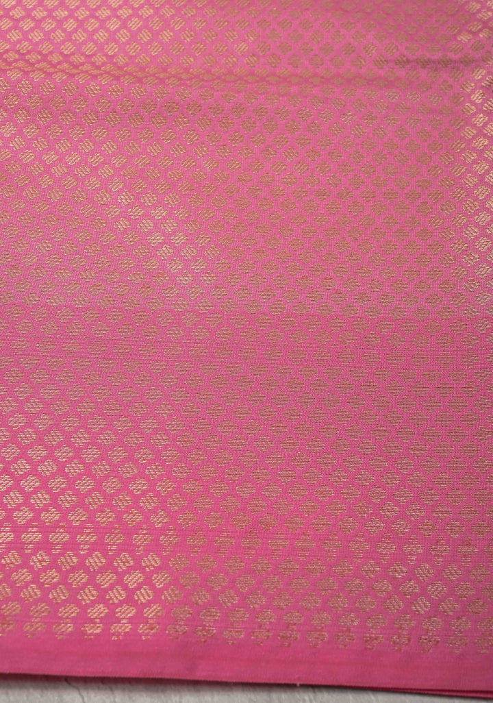 Coral Pink Banarasi Semi Kora Silk Saree with Sona Rupa Jaal and Zari Border