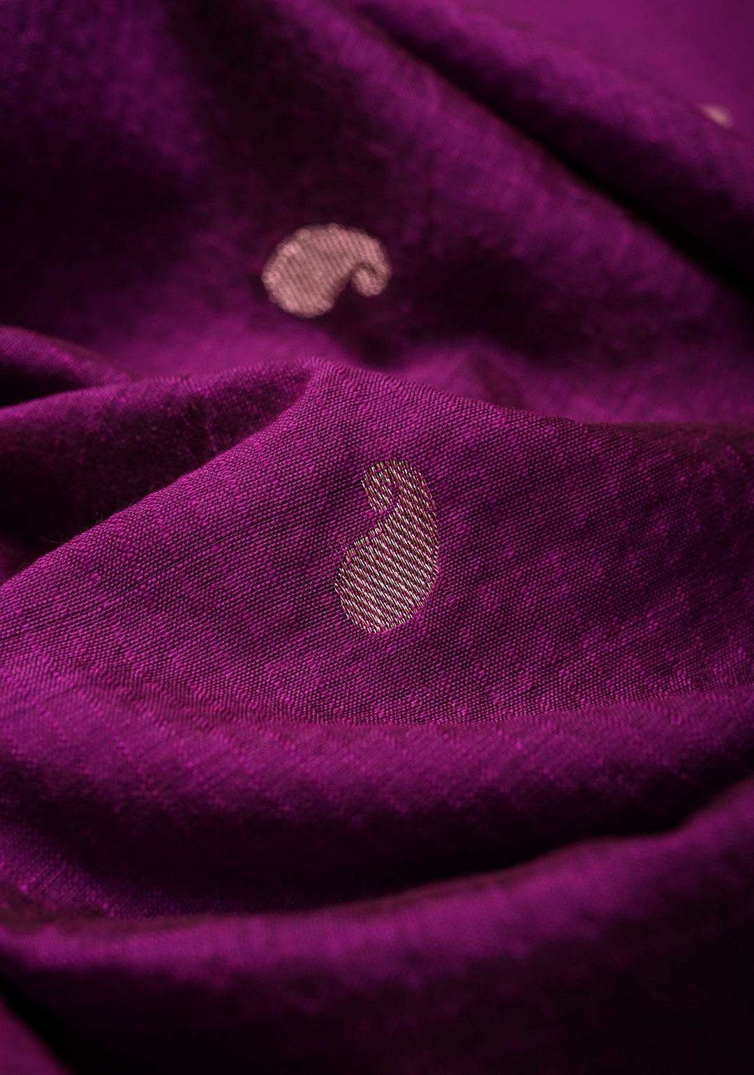 Purple Semi Silk saree with Zari Paisley Buttis and Zari Border