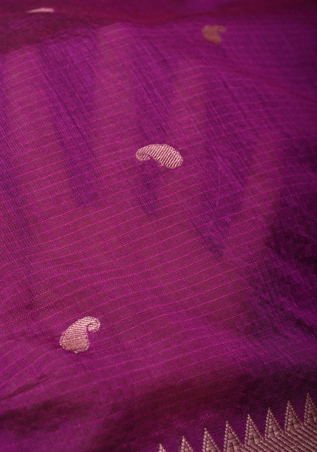 Purple Semi Silk saree with Zari Paisley Buttis and Zari Border