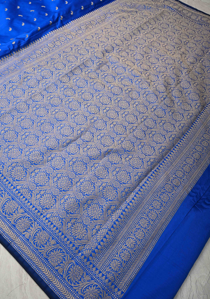 Royal Blue Art silk saree with Resham Paisley Buttis and Border
