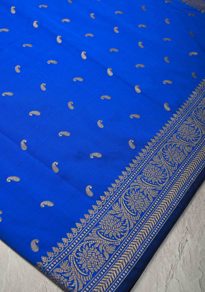 Royal Blue Art silk saree with Resham Paisley Buttis and Border
