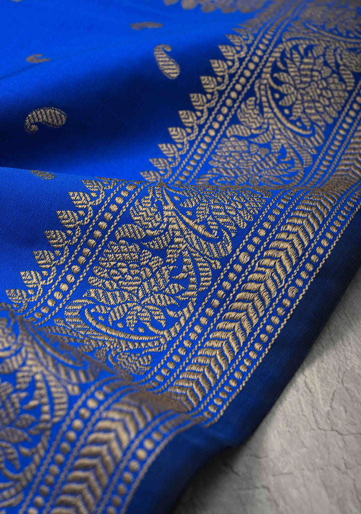 Royal Blue Art silk saree with Resham Paisley Buttis and Border