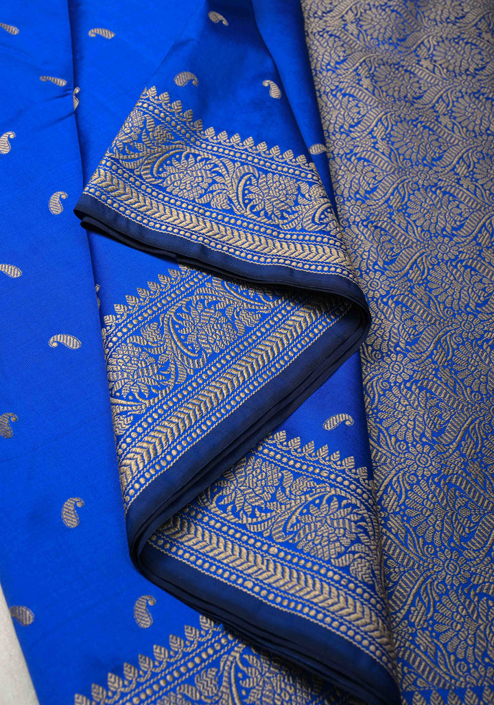 Royal Blue Art silk saree with Resham Paisley Buttis and Border