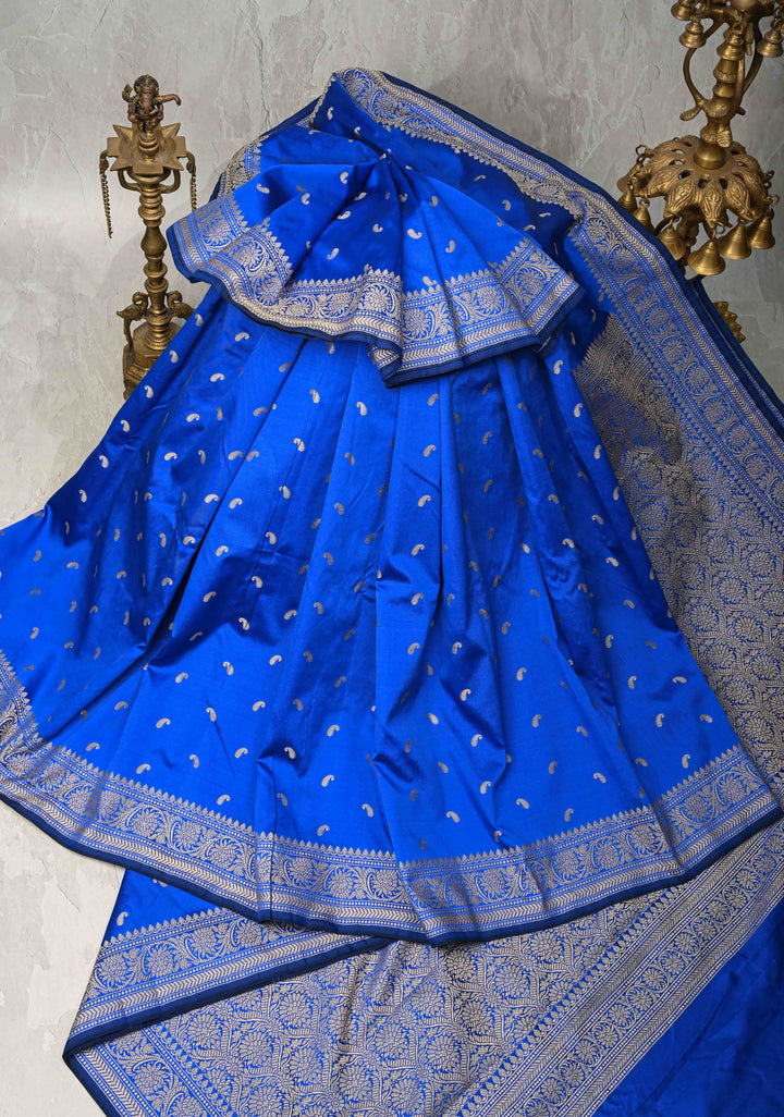 Royal Blue Art silk saree with Resham Paisley Buttis and Border