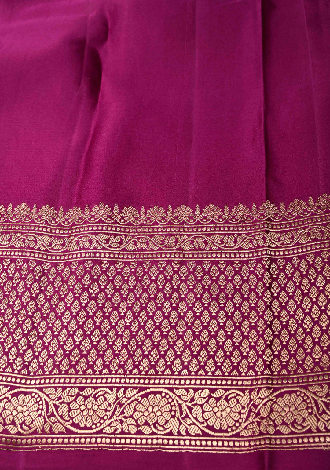 Magenta Banarasi Mashru Silk Saree with Floral Buttas and Zari Border | SILK MARK CERTIFIED