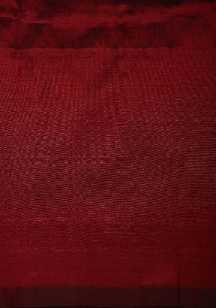 Maroon Banarasi Katan Silk Saree with Ganga Ghat Temple Zari Border | SILK MARK CERTIFIED