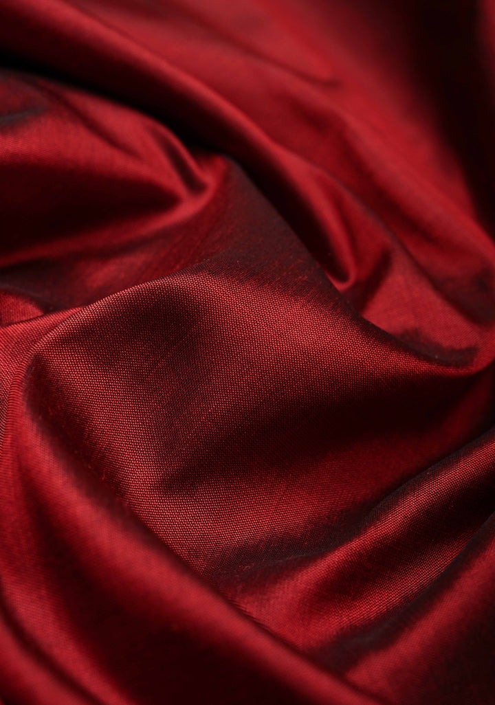 Maroon Banarasi Katan Silk Saree with Ganga Ghat Temple Zari Border | SILK MARK CERTIFIED