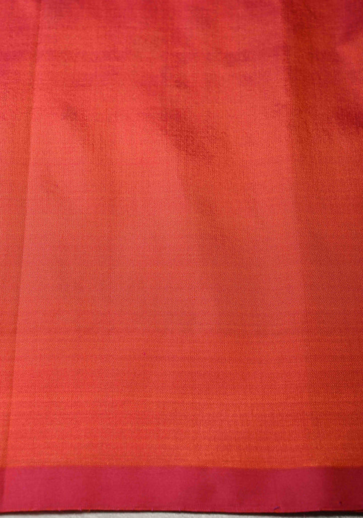 Orange Pink  Dual Tone Banarasi Katan Silk Saree with Ganga Ghat Temple Zari Border | SILK MARK CERTIFIED