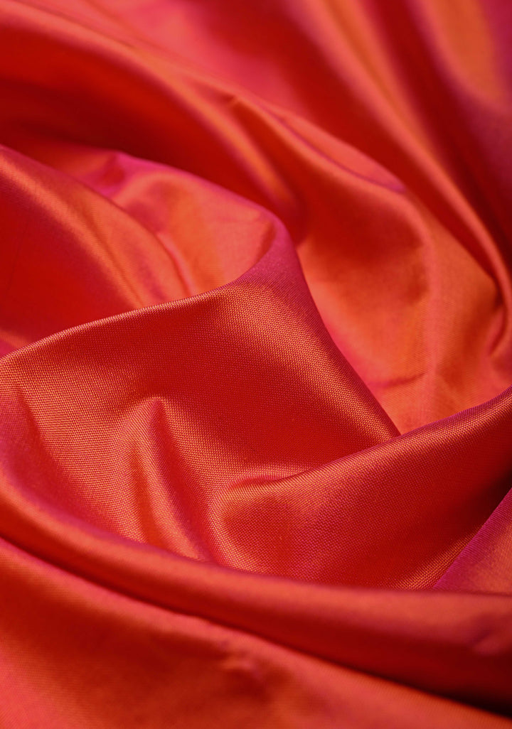 Orange Pink  Dual Tone Banarasi Katan Silk Saree with Ganga Ghat Temple Zari Border | SILK MARK CERTIFIED